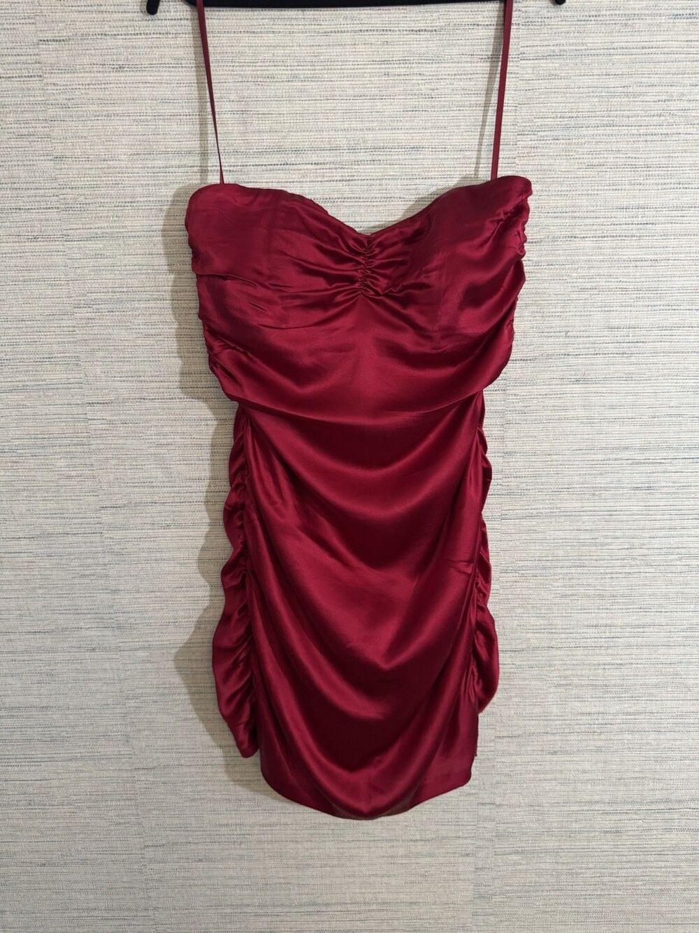 Express Vintage Red Strapless Dress Silk Size 12 2007